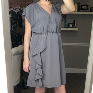 Gray ruffle front dress